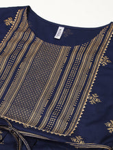Stylum Women's Gold Printed Rayon Flared Kurta (TONYNAVY) Thumbnail