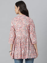 Stylum Women's Floral Printed Cotton Flared Ethnic Short Kurta  (TOPPINKTUKER) Thumbnail