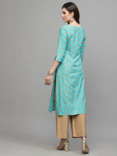 Stylum Women's Gold Printed Rayon Straight Kurta (TORUTURQ) Thumbnail