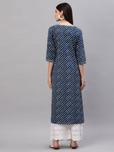 Stylum Women's Lehariya Printed Cotton Straight Kurta (TULUBLUE) Thumbnail
