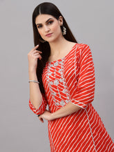 Stylum Women's Lehariya Printed Cotton Straight Kurta (TULUORANGE) Thumbnail