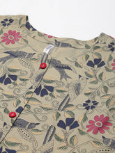 Stylum Women's Floral Printed Rayon Midi Flared Dress (TURINBEIGE) Thumbnail