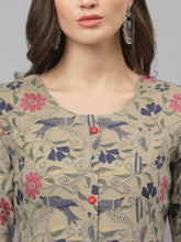 Stylum Women's Floral Printed Rayon Midi Flared Dress (TURINBEIGE) Thumbnail