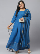 Stylum Women's Blue Printed Rayon Kurta and Dupatta Set (TealTriangleKD) Thumbnail