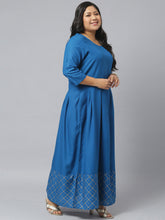 Stylum Women's Blue Printed Rayon Kurta and Dupatta Set (TealTriangleKD) Thumbnail