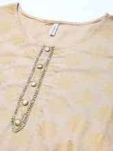 Stylum Women's Gold Printed Rayon Straight Kurta (ToruBeigekurta) Thumbnail