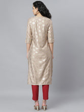 Stylum Women's Gold Printed Rayon Straight Kurta (Torubeige) Thumbnail