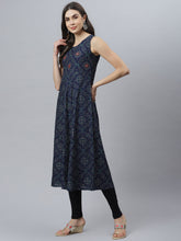 Stylum Women's Bandhani Print Rayon Flared Kurta (Vivoblue) Thumbnail