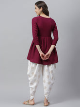 Stylum Women's Embellished Rayon Pleated kurta Dhoti Pant Set (Winedhotiset) Thumbnail