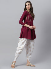 Stylum Women's Embellished Rayon Pleated kurta Dhoti Pant Set (Winedhotiset) Thumbnail