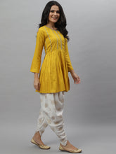 Stylum Women's Embellished Rayon Pleated kurta Dhoti Pant Set (Yellowdhotiset) Thumbnail