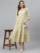 Stylum Women's Floral Printed Rayon Tiered kurta (ZINGYBEIGE) Thumbnail