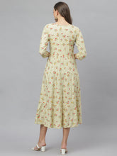 Stylum Women's Floral Printed Rayon Tiered kurta (ZINGYBEIGE) Thumbnail