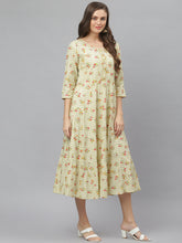 Stylum Women's Floral Printed Rayon Tiered kurta (ZINGYBEIGE) Thumbnail