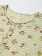 Stylum Women's Floral Printed Rayon Tiered kurta (ZINGYBEIGE) Thumbnail