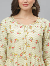 Stylum Women's Floral Printed Rayon Tiered kurta (ZINGYBEIGE) Thumbnail