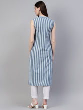 Stylum Women's Striped Cotton Straight Kurta (sologrey) Thumbnail