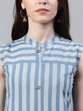 Stylum Women's Striped Cotton Straight Kurta (sologrey) Thumbnail