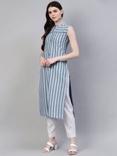Stylum Women's Striped Cotton Straight Kurta (sologrey) Thumbnail